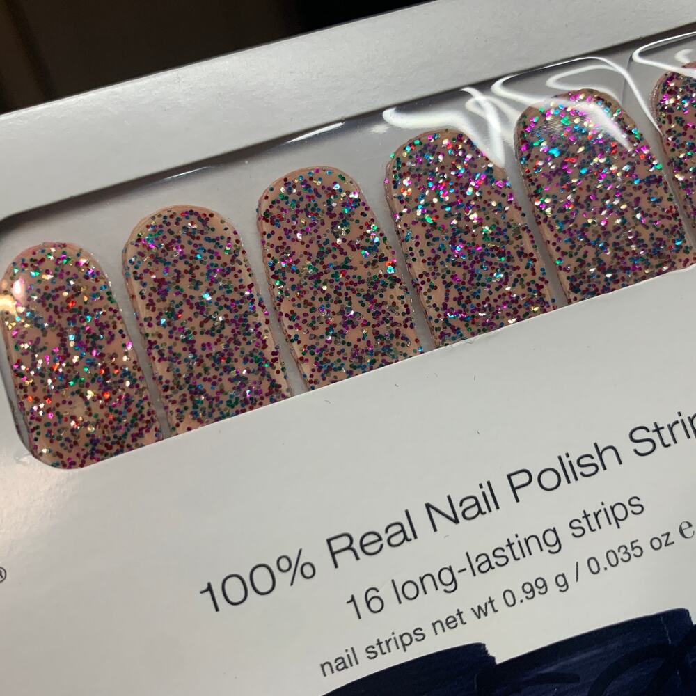 NIP Color Street PARTY IN THE USA FMG138 pink glitter nail polish strips wraps